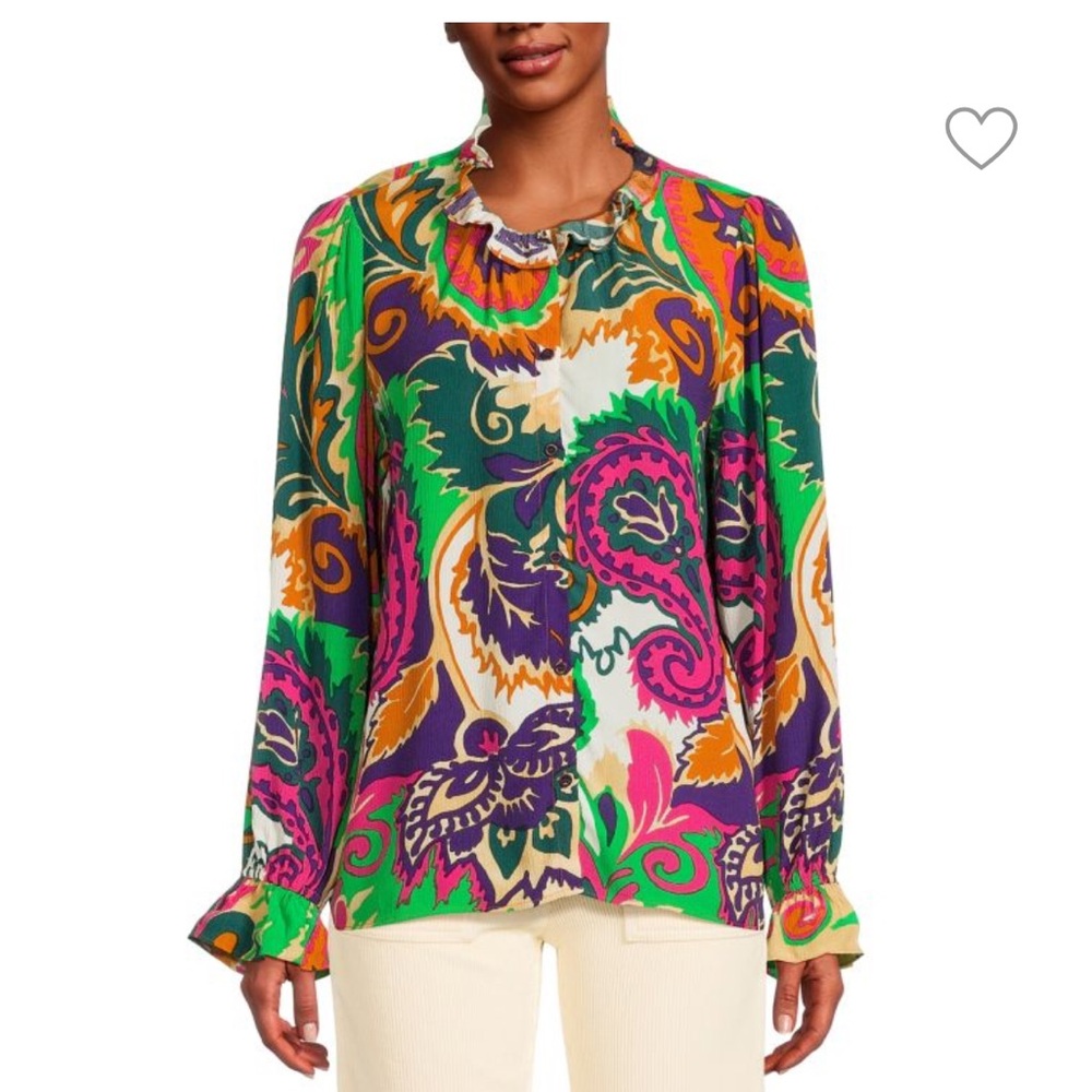 NWOT BA&SH Multicolor Bold Natsy Graphic Crinkle Shirt M